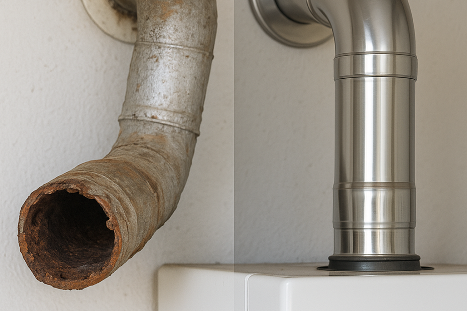 wymiana rur spalinowych na kwasoodporne